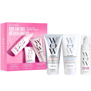Color WOW Espuma voluminizadora Xtra Large Bombshell con protección térmicaTamaño extragrande, 50 ml Champú Color Security, 75 ml Acondicionador Color