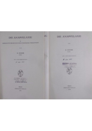 Die Anaphylaxie, tom I-II - Doerr R. - książka
