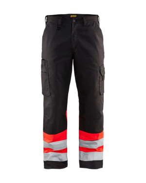 Blåkläder 15641811 Klasse 1 Arbeidsbukse Svart/Hivis Rød C52