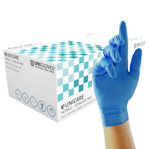 Unigloves Unicare Nitrile Hansker – Lettvekts Nitril(Gs0044, Blå, 1000 Stykk, Størrelse-L) Blå L