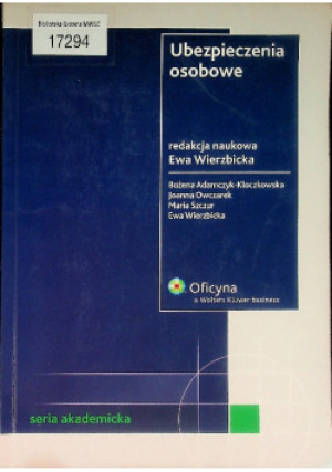 Ubezpieczenia osobowe - Ewa Wierzbicka - książka  wyd. 2008