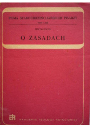 O zasadach - Orygenes - książka  wyd. 1979