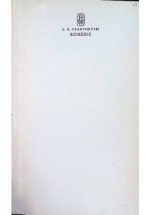 Komedie - Adam Kazimierz Czartoryski - książka  wyd. 1955