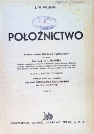 Położnictwo 1938 r. - J. W. Williams - książka wyd. 1938