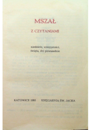 Mszał z czytaniami - Tadeusz Loska - książka  wyd. 1986
