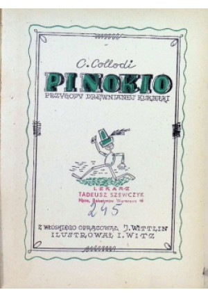 Pinokio 1946 r. - Carlo Collodi - książka  wyd. 1946