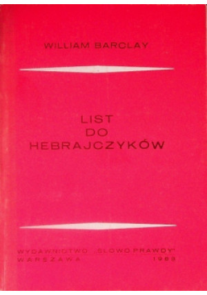 List do Hebrajczyków - Barclay William - książka  wyd. 1983
