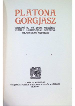 Platona Gorgjasz 1922 r. - Platon - książka  wyd. 1922