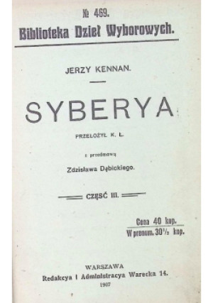 Syberya Część III 1907r. - książka  wyd. 1907