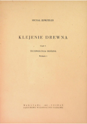 Klejenie drewna - Michał Zenkteler - książka  wyd. 1969