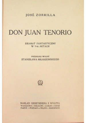 Don Juan Tenorio 1925 r. - Jose Zorrilla - książka  wyd. 1925
