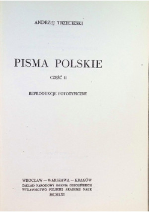 Pisma polskie Część II - Andrzej Trzecieski - książka  wyd. 1961
