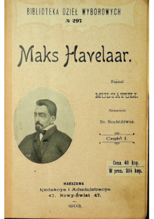 Maks Havelaar Część I 1903 r. - Multatuli - książka  wyd. 1903