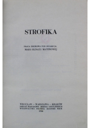 Strofika - Maria Renata Mayenowa - książka  wyd. 1964