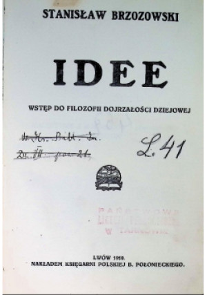 Idee - Stanisław Brzozowski - książka  wyd. 1910