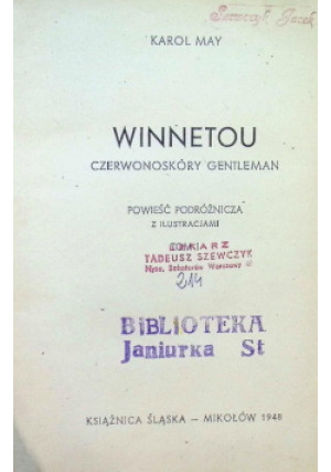 Winnetou Tom I 1948r. - Karol May - książka  wyd. 1948
