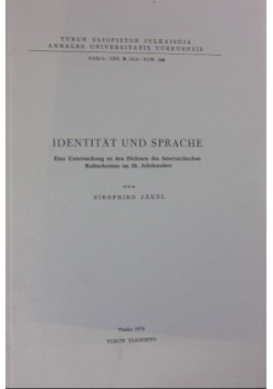 Identitat und Sprache - Siegfried Jakel - książka  wyd. 1979