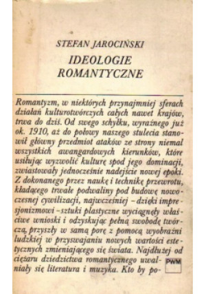 Ideologie romantyczne - Stefan Jarociński - książka  wyd. 1979