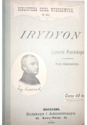 Irydyon 1898 r. - Zygmunt Krasiński - książka  wyd. 1898