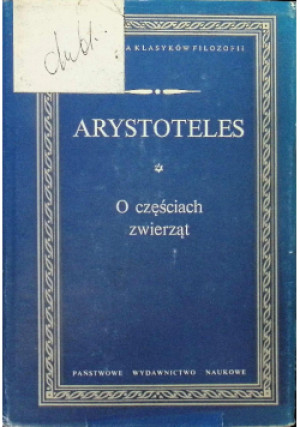 O częściach zwierząt - Arystoteles - książka  wyd. 1977