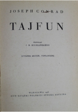 Tajfun 1928 r. - Joseph Conrad - książka  wyd. 1928