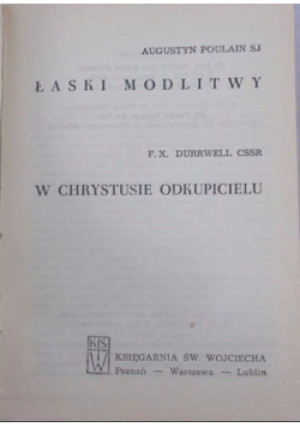 Łaski modlitwy - Augustyn Poulain - książka  wyd. 1966