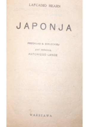 Japonja, 1927r. - Lafcadio Heart - książka  wyd. 1927