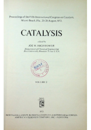 Catalysis - Joe W.Hightower - książka  wyd. 1973