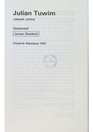 Jarmark rymów - Julian Tuwim - książka  wyd. 1991