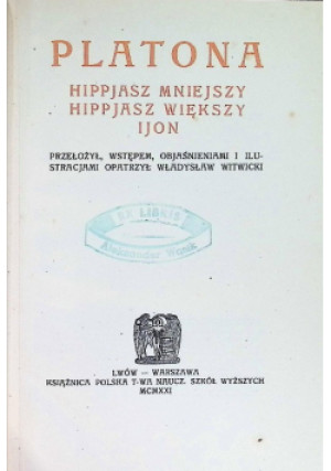Pisma Platona, 1921 r. - Platon - książka  wyd. 1921