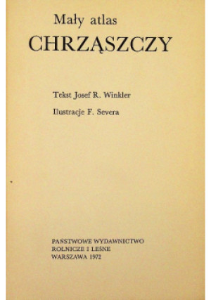 Mały atlas chrząszczy - Josef R. Winkler - książka  wyd. 1972