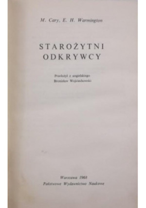 Starożytni odkrywcy - M. Cary, E. H. Warmington - książka  wyd. 1968