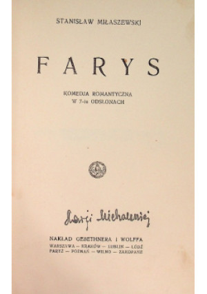 Farys 1928 r. - Stanisław Miłaszewski - książka  wyd. 1928