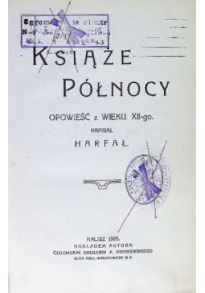 Książe północy 1928 r. - Harfał - książka  wyd. 1928