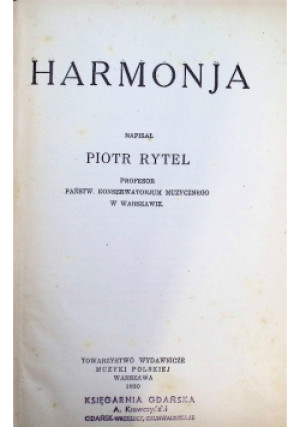 Harmonja 1930 r. - Piotr Rytel - książka  wyd. 1930