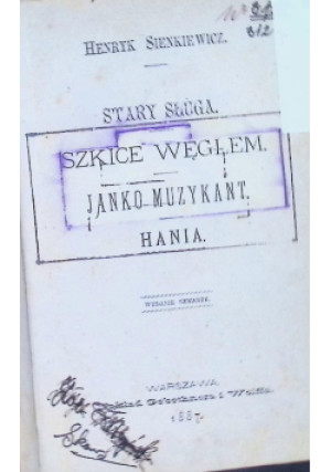 Stary sługa 1897r. - Henryk Sienkiewicz - książka  wyd. 1897
