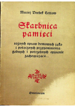 Skarbnica pamięci - Maciej Dorbet Lettow - książka  wyd. 1968