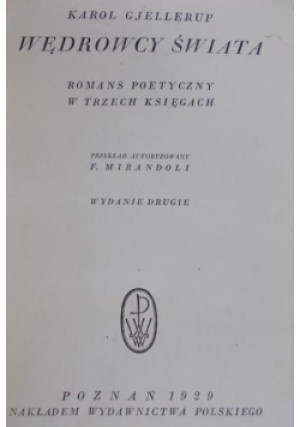 Wędrowcy świata, 1924 r. - Karol Gjellerup - książka  wyd. 1929