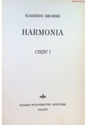 Harmonia Część I 1948 r. - K. Sikorski - książka  wyd. 1948
