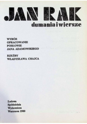 Rak Dumania i wiersze - Jan Rak - książka  wyd. 1980