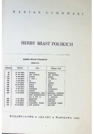 Herby miast Polskich - Marian Gumowski - książka historyczna wyd. 1960