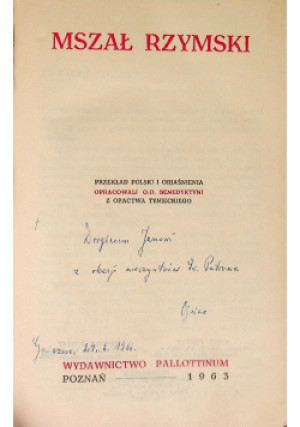 Mszał Rzymski - książka historyczna wyd. 1963