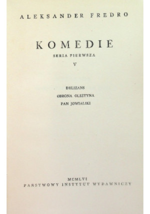 Komedie Tom V - Aleksander Fredo - książka  wyd. 1955