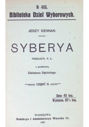Syberia Tom II 1907r. - książka  wyd. 1907