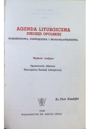 Agenda liturgiczna - książka  wyd. 1986