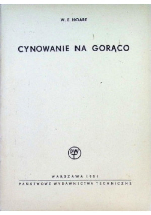 Cynowanie na gorąco - W.E. Hoare - książka  wyd. 1951