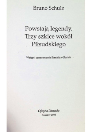 Powstają legendy - Bruno Schulz - książka  wyd. 1993