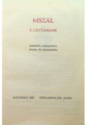 Mszał z czytaniami - książka  wyd. 1993