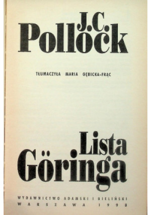 Lista Goringa - J.C.Pollock - książka  wyd. 1998