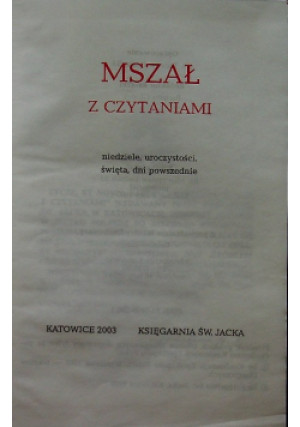 Mszał z czytaniami - Barbara Głodek - książka  wyd. 2003